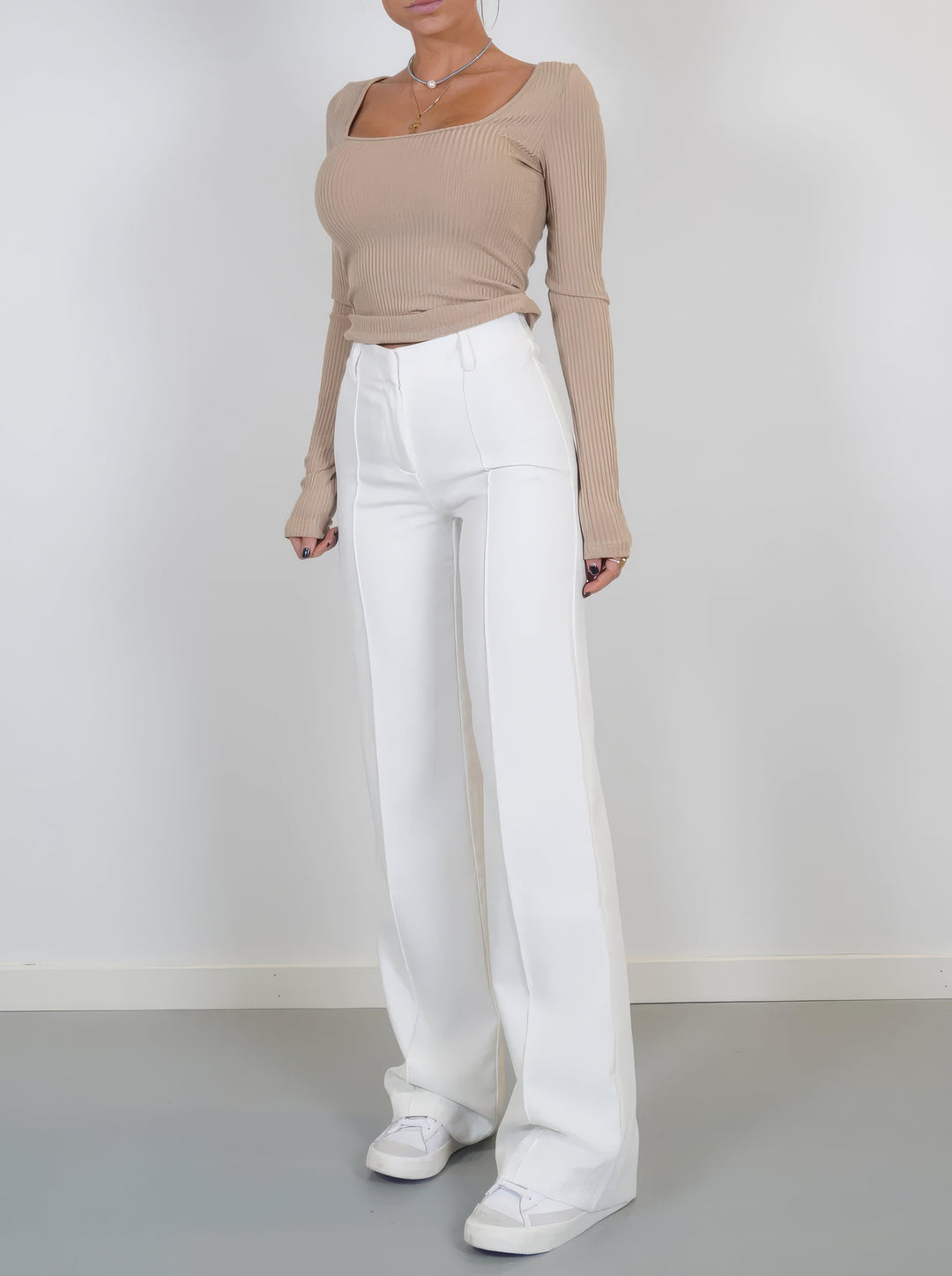 Womens High-Waisted Trousers Loose Fit