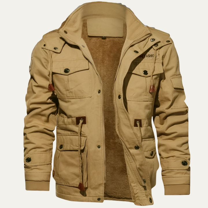 Mens Cotton Jacket with Fleece Fur Lining