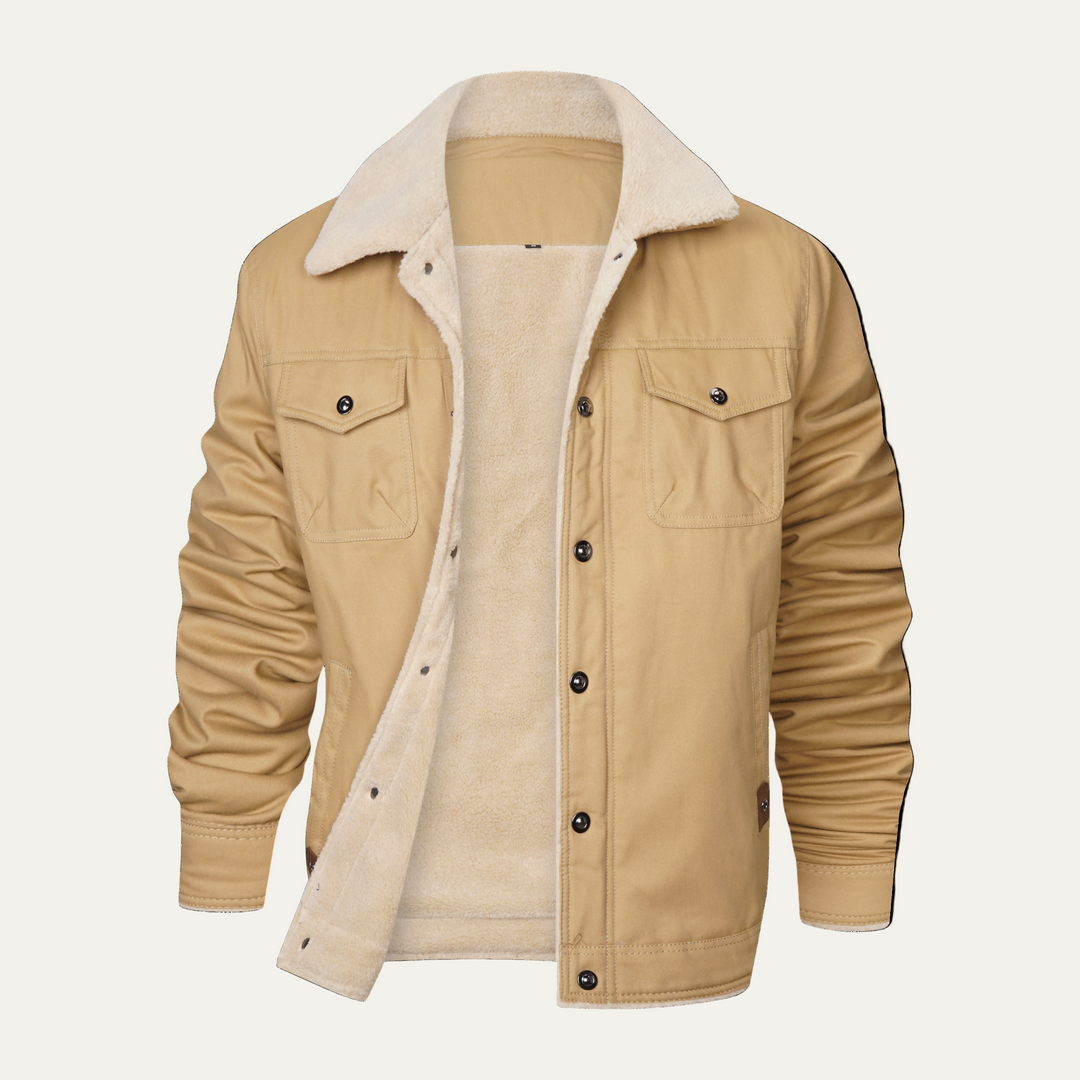 Mens Utility Jacket Fleece Lined Button Front