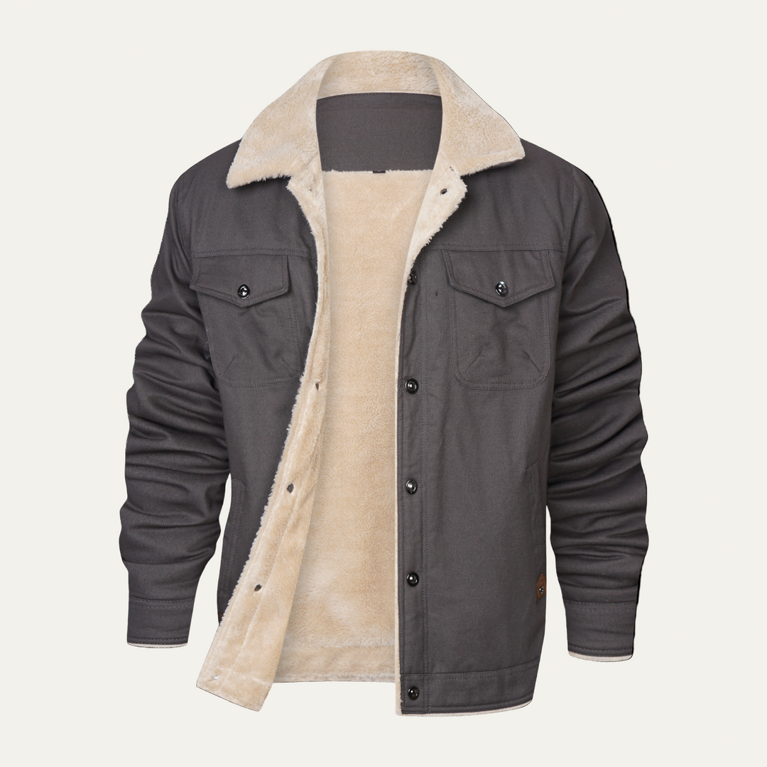 Mens Utility Jacket Fleece Lined Button Front