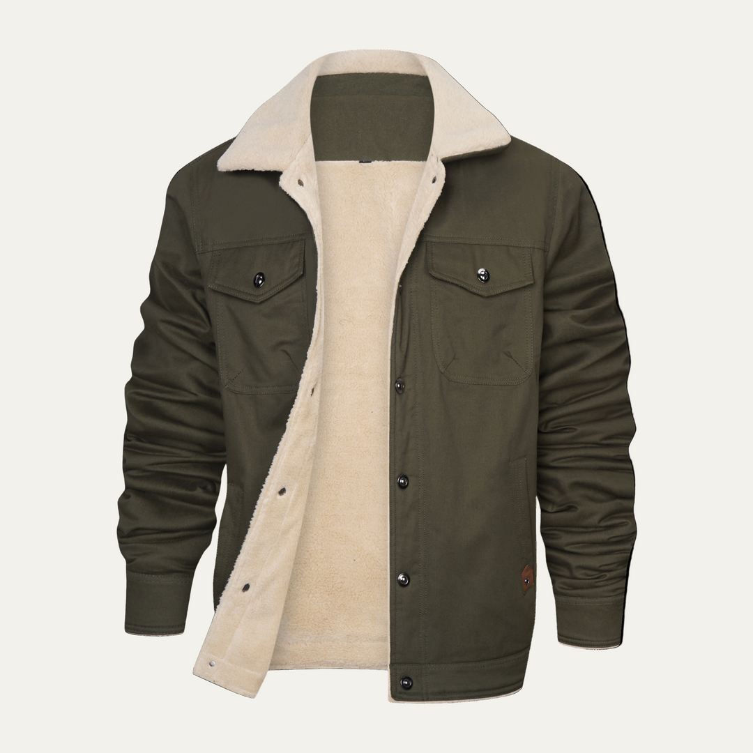 Mens Utility Jacket Fleece Lined Button Front