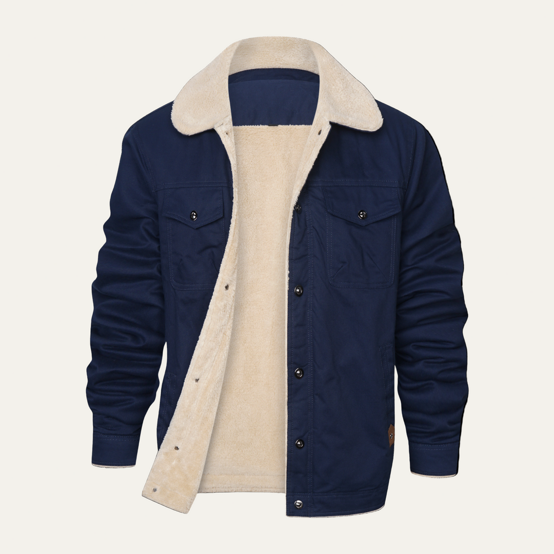 Mens Utility Jacket Fleece Lined Button Front - BritishMode