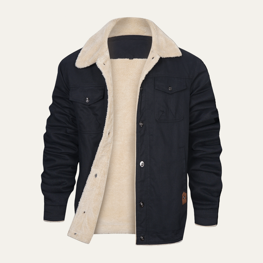 Mens Utility Jacket Fleece Lined Button Front
