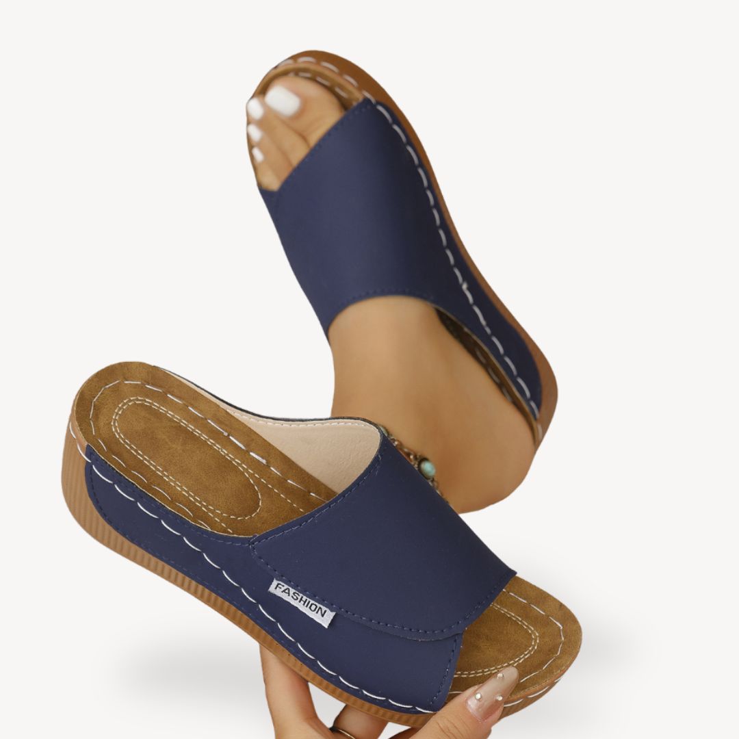 Womens Leather Orthopedic Wedge Sandals Comfortable Fit - BritishMode