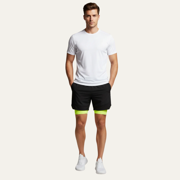 Mens Performance Training Shorts Layered Design