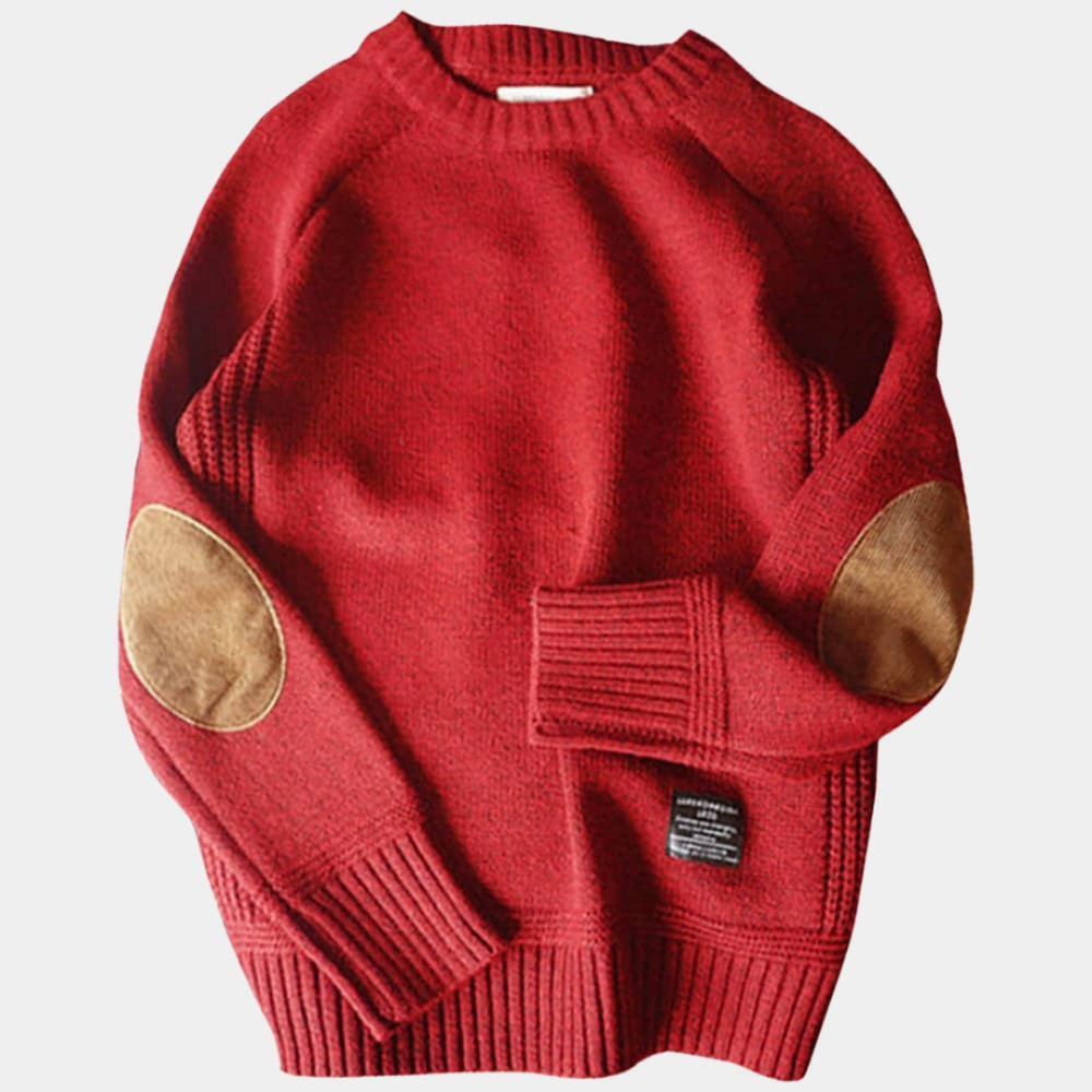 Men’s Crew Neck Sweater with Elbow Patches