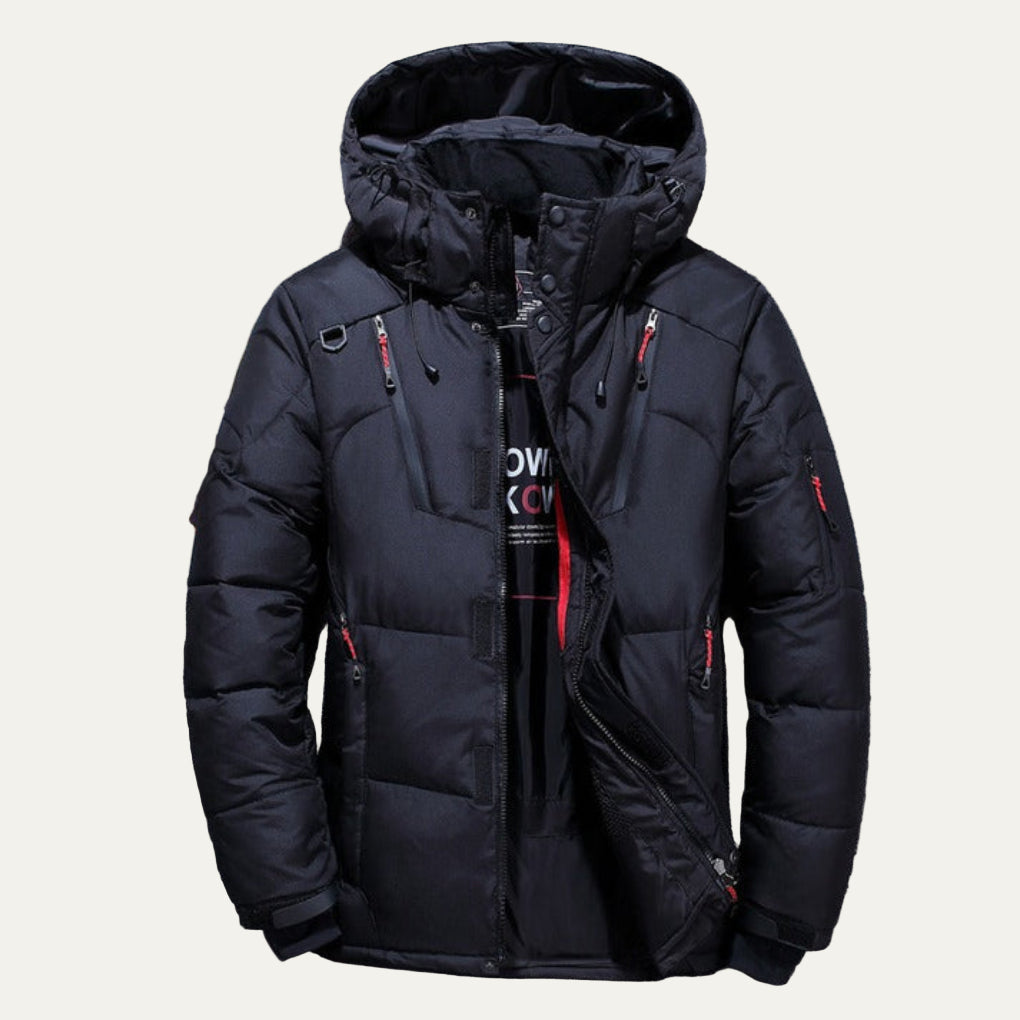 Mens Quilted Puffer Jacket Hooded Warm Fit