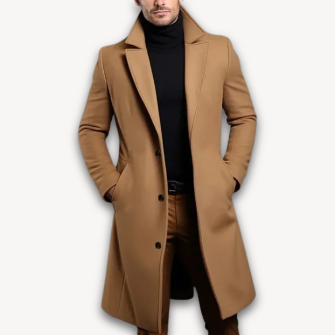 Mens Wool Blend Overcoat Formal Slim Fit