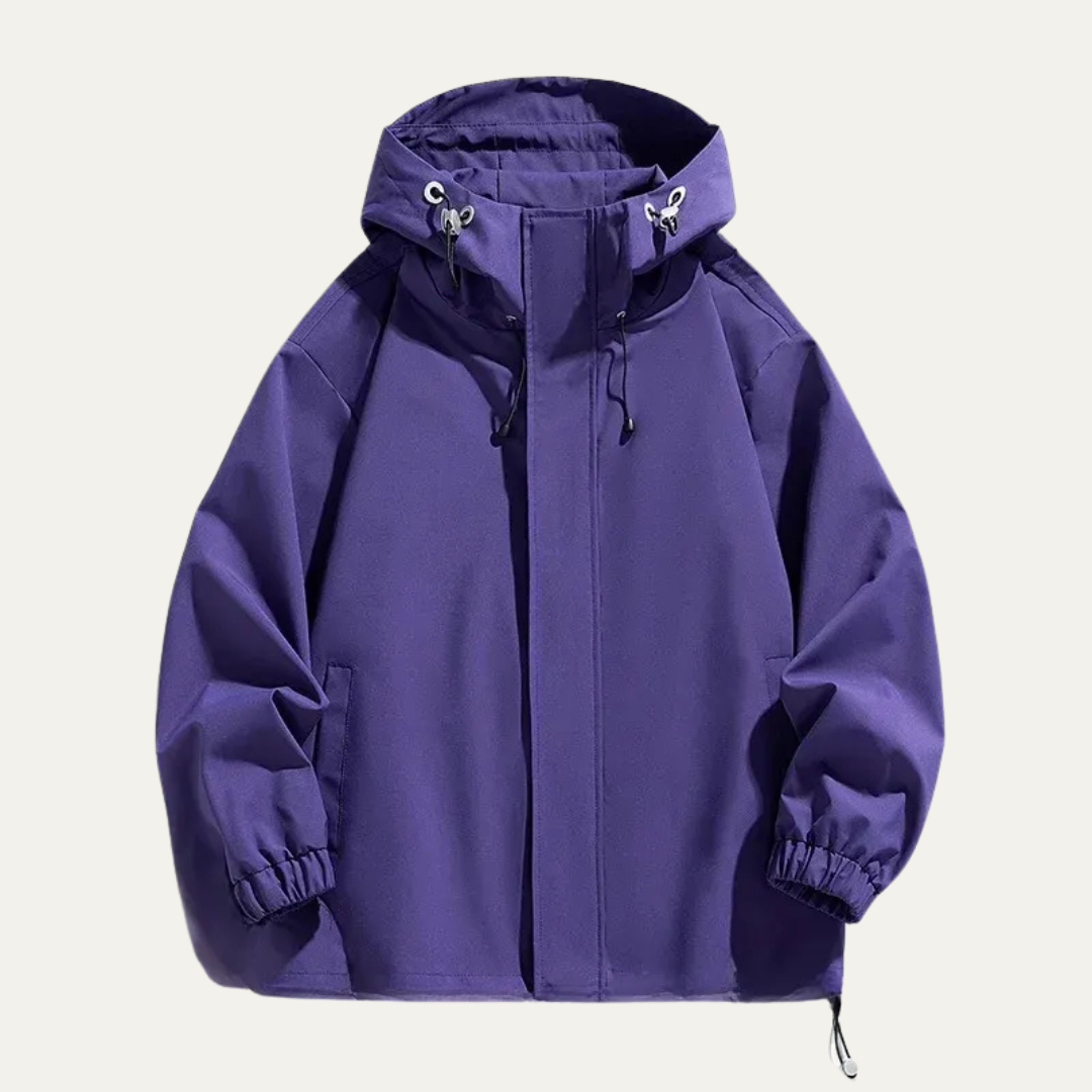 Mens Hooded Shell Jacket Water Resistant Minimalist Fit