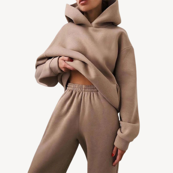 Womens Hoodie and Sweatpants Set Cotton Relaxed Fit - BritishMode