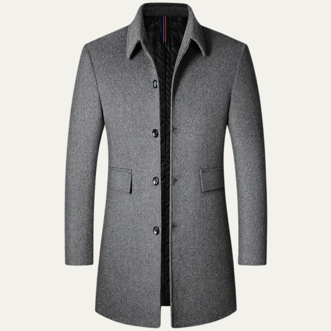 Mens Wool Blend Long Coat Warm Elegant Fit - BritishMode