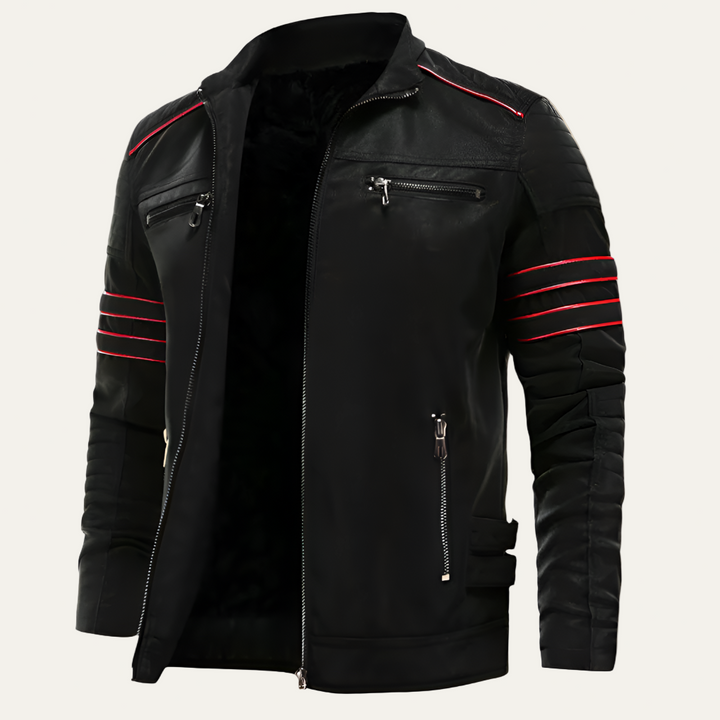 Mens Leather Jacket Motorcycle Style Slim Fit - BritishMode