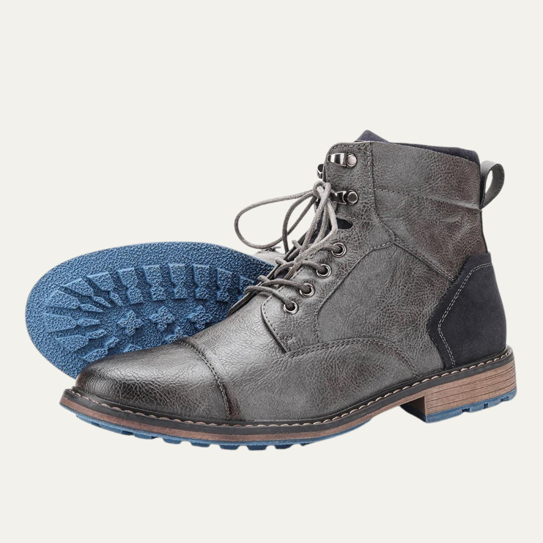 Mens Casual Leather Ankle Boots Lace-Up - BritishMode