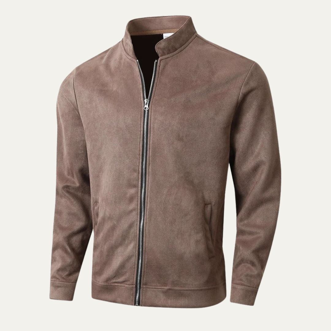 Mens Bomber Jacket Stand Collar Minimalist Style - BritishMode