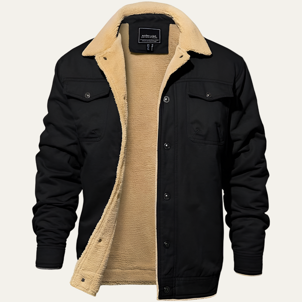 Mens Winter Jacket Fleece Lined Retro Style - BritishMode