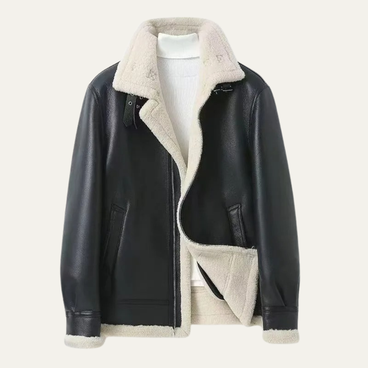Mens Aviator Jacket Shearling with Fleece Lining Winter - BritishMode