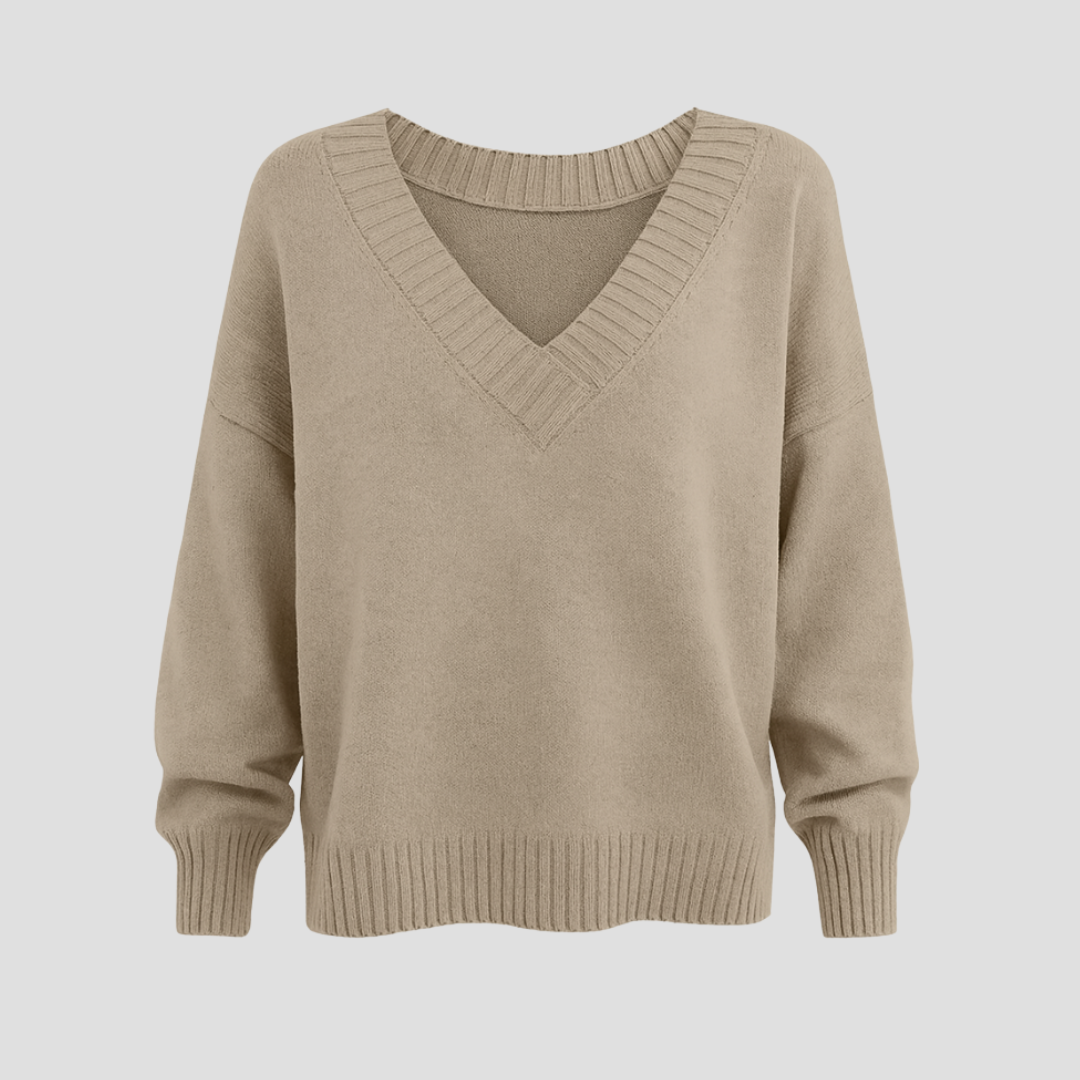 Womens Classic V-Neck Knit Sweater - BritishMode