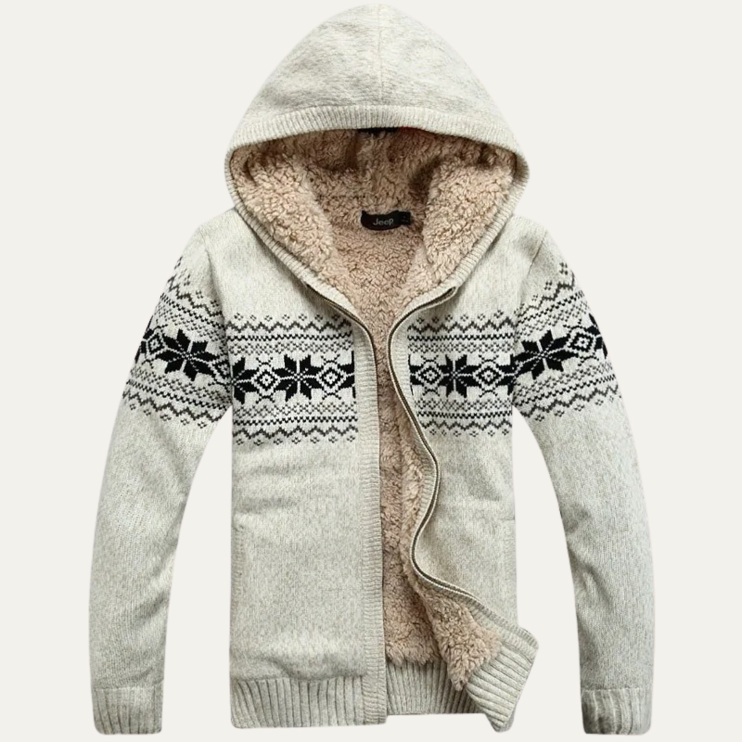 Mens Knit Jacket Zip-Up Hooded Winter Style - BritishMode