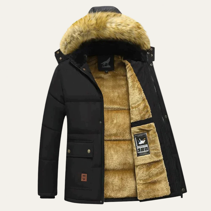 Mens Hooded Parka Windproof Fleece Lined Winter - BritishMode