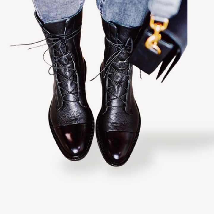 Womens Leather Orthopedic Combat Boots Durable Fit