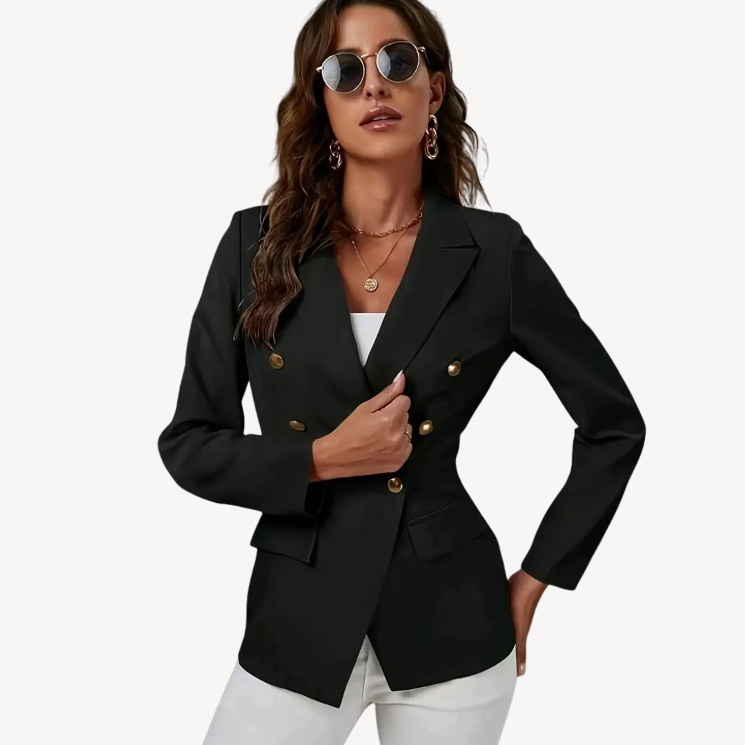 Womens Blazer with Notched Collar Tailored Fit - BritishMode