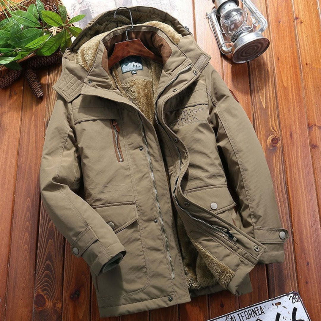 Mens Quilted Jacket Weather Resistant Loose Fit