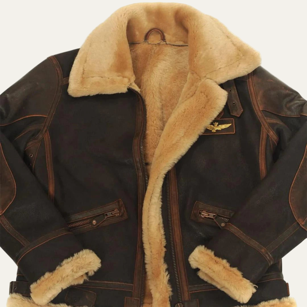Mens Aviator Jacket Leather Shearling Lined