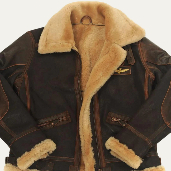 Mens Aviator Jacket Leather Shearling Lined