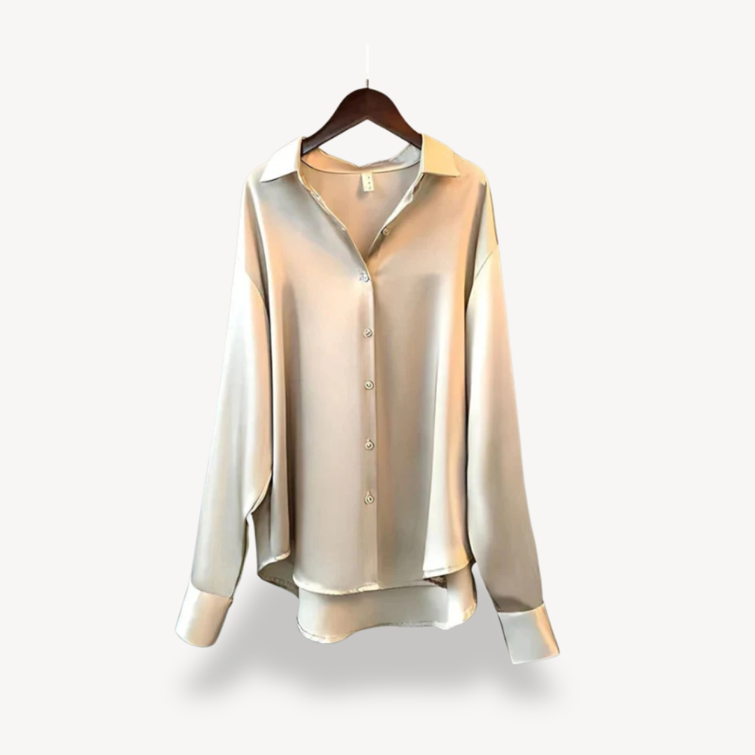 Womens Blouse Silk-Like Fabric Long Sleeve