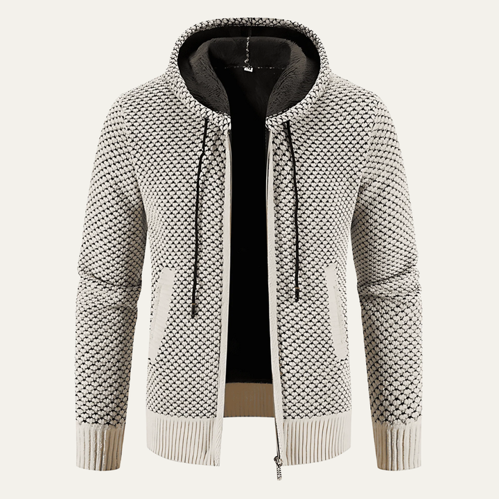 Mens Hooded Zip Sweater Jacket Waffle Knit - BritishMode