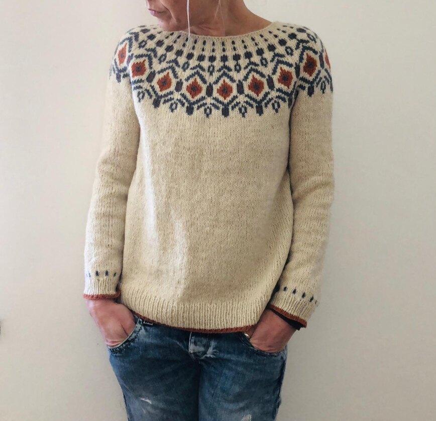 Womens Knit Sweater Geometric Pattern Winter Fit - BritishMode