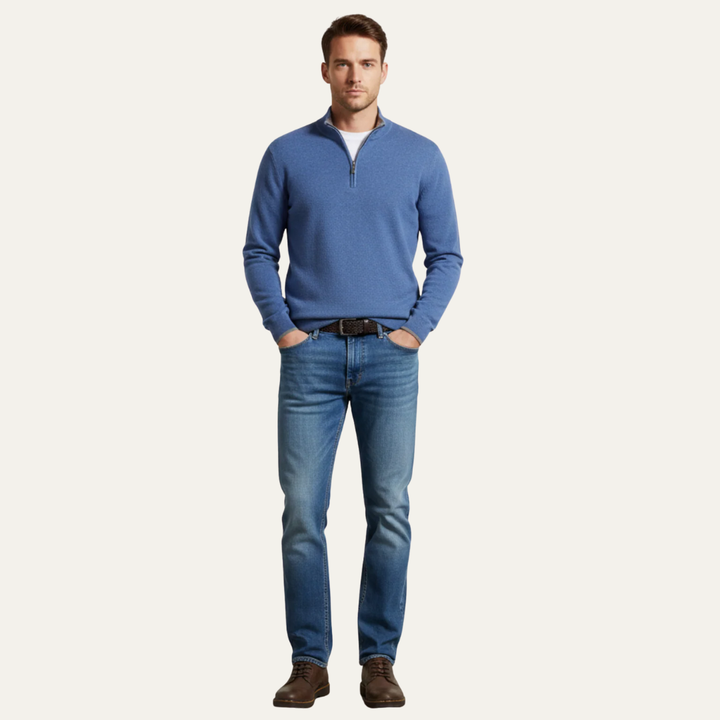 Mens Pullover Fine Gauge Quarter Zip