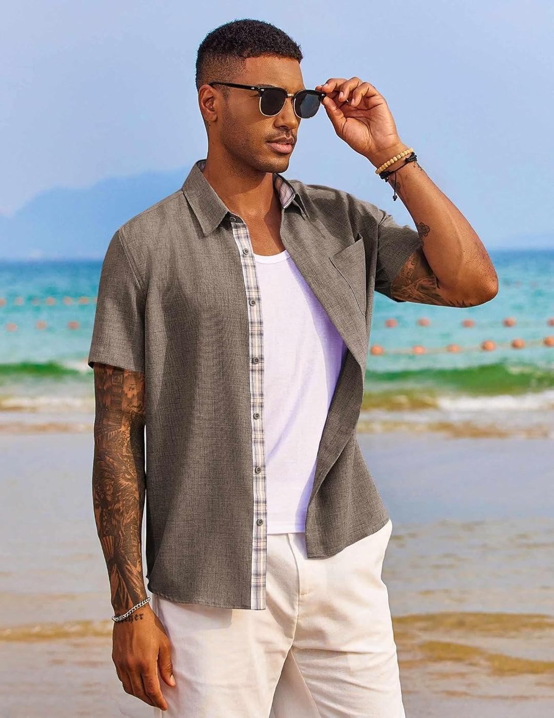 Mens Casual Beach Shirt Relaxed Fit