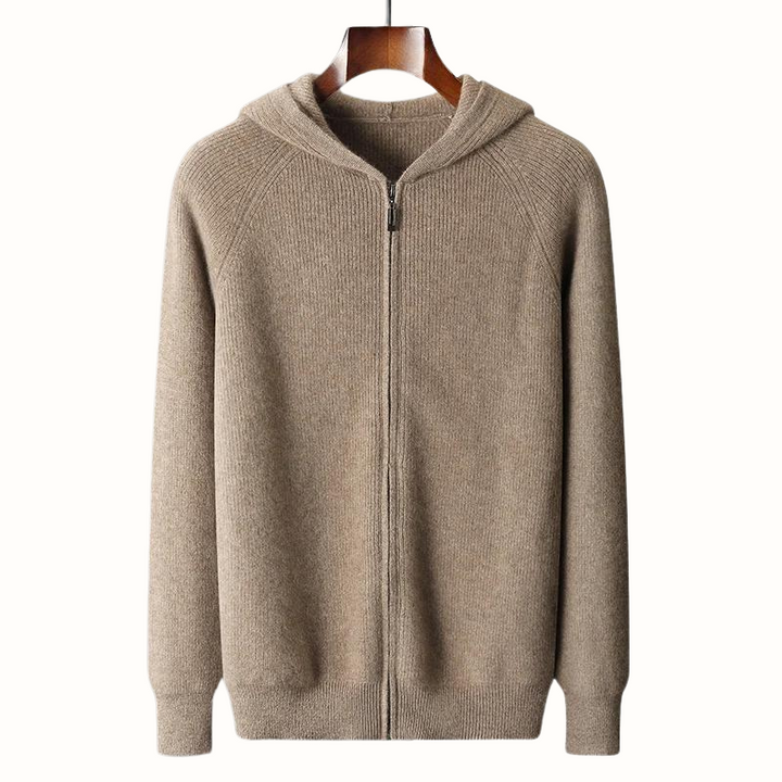 Mens Cashmere Knit Vest with Zipper and Hood