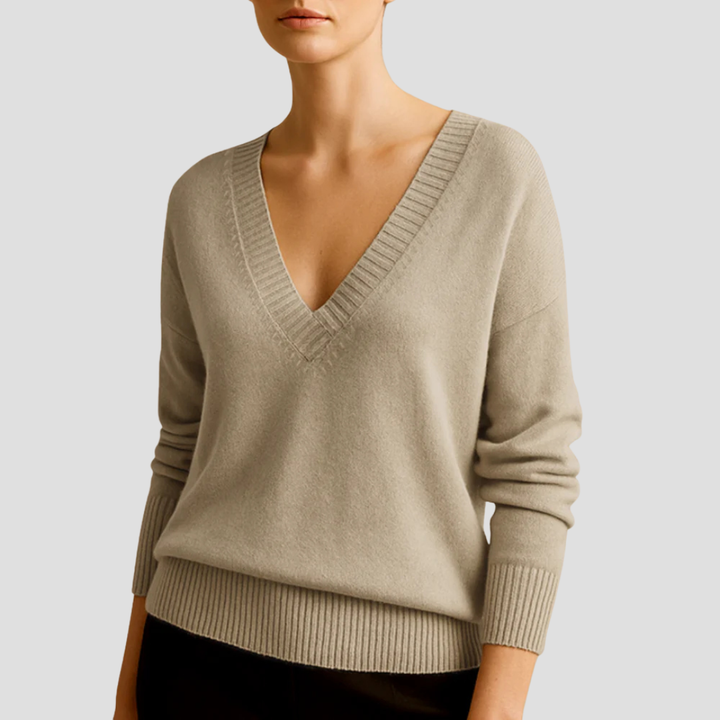 Womens Classic V-Neck Knit Sweater