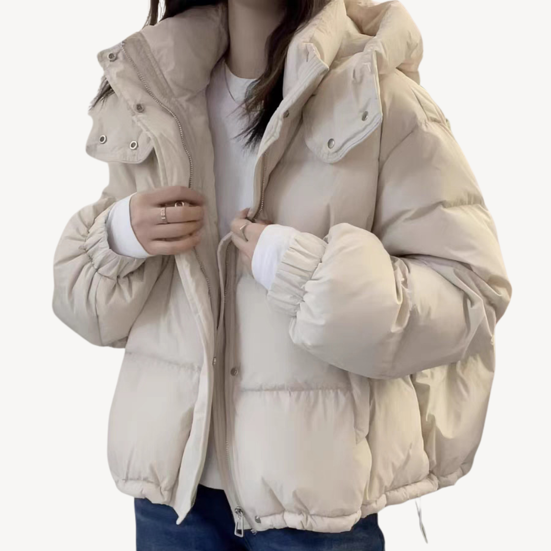Womens Puffer Jacket with Hood Quilted Fit - BritishMode
