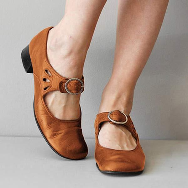 Womens Orthopedic Shoes Leather Vintage Round-Toe Style - BritishMode