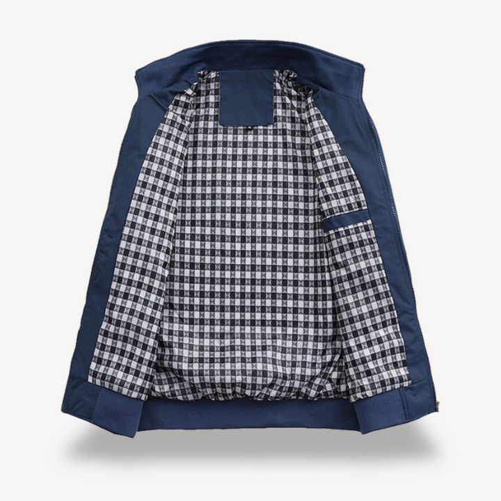 Mens Bomber Jacket Zip-Up Check Lining