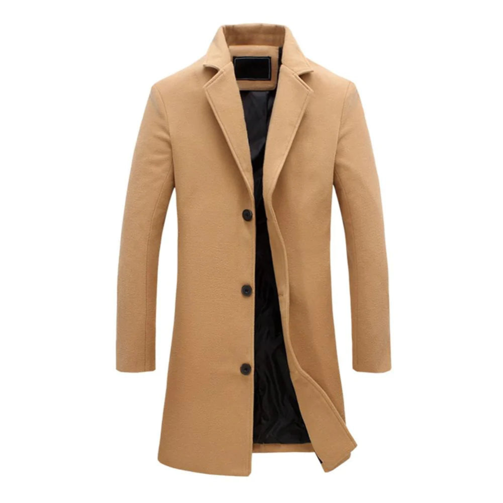 Mens Overcoat Wool Single Breasted Classic Fit