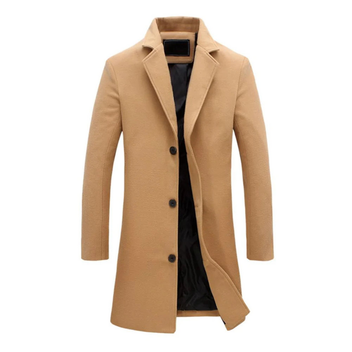 Mens Overcoat Wool Single Breasted Classic Fit