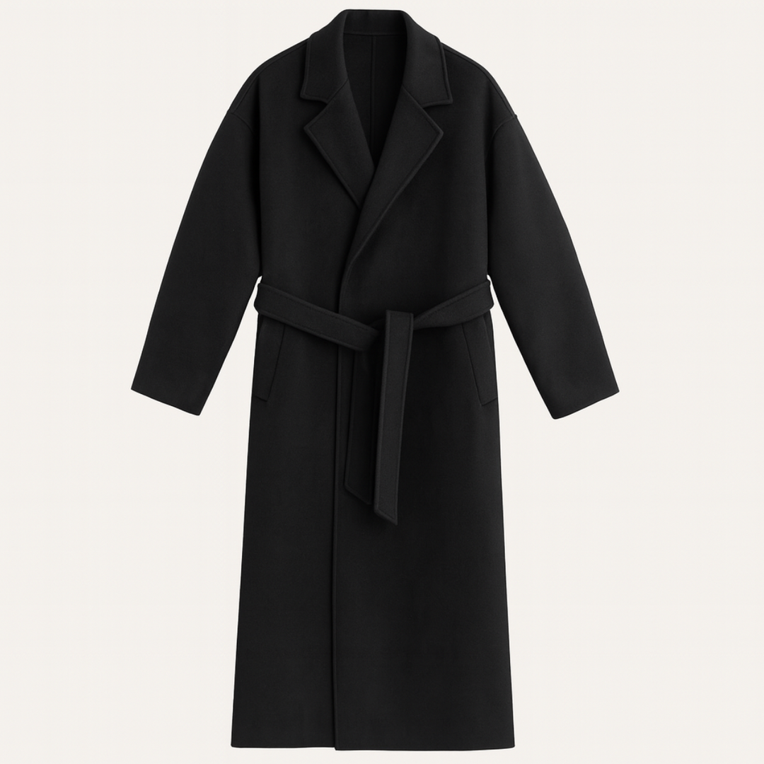 Mens Wool Wrap Coat with Belt Elegant Fit - BritishMode