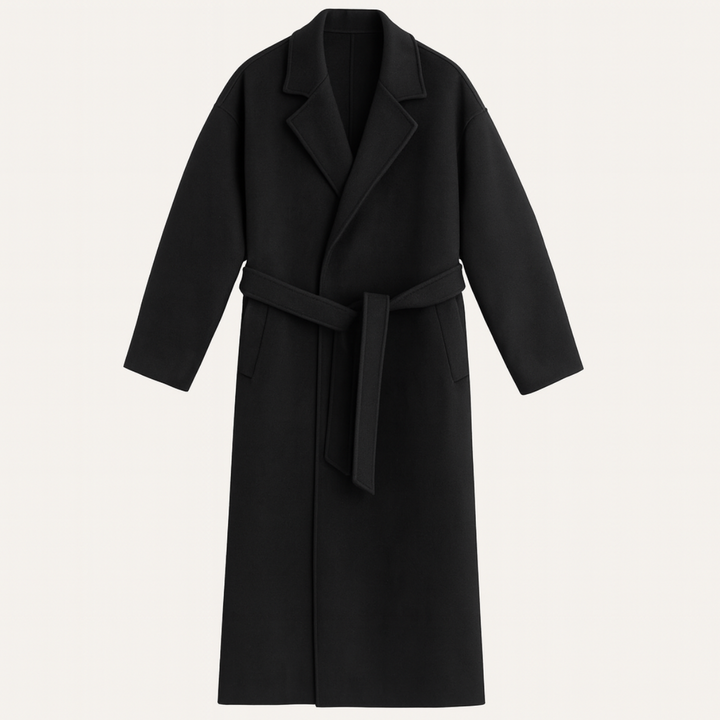 Mens Wool Wrap Coat with Belt Elegant Fit - BritishMode
