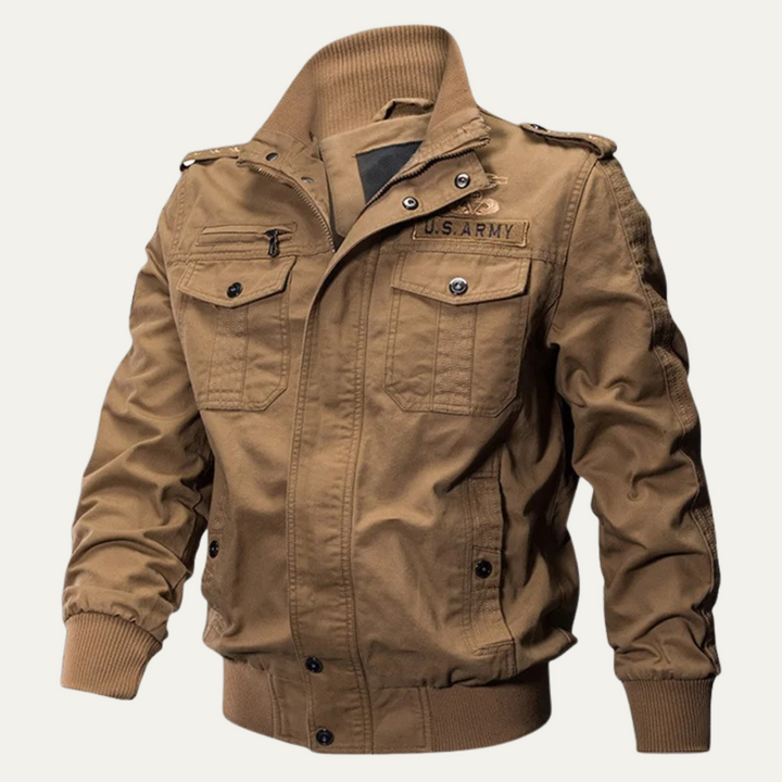 Mens Bomber Jacket Windproof Multi-Pocket Military Style