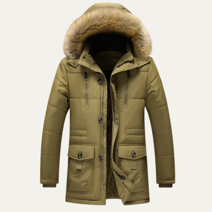 Mens Waterproof Padded Parka Jacket Warm Insulated