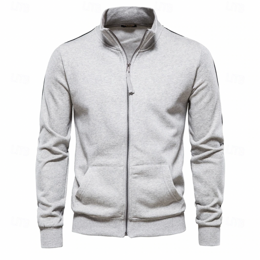 Mens Track Jacket with Stripe Sleeve Detail
