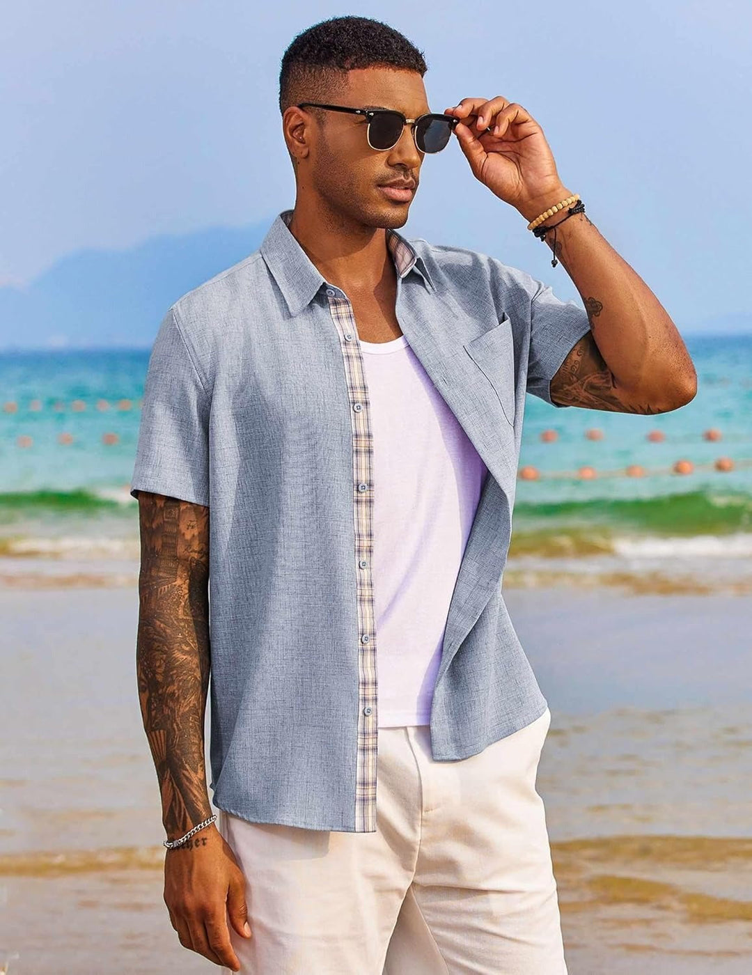 Mens Casual Beach Shirt Relaxed Fit