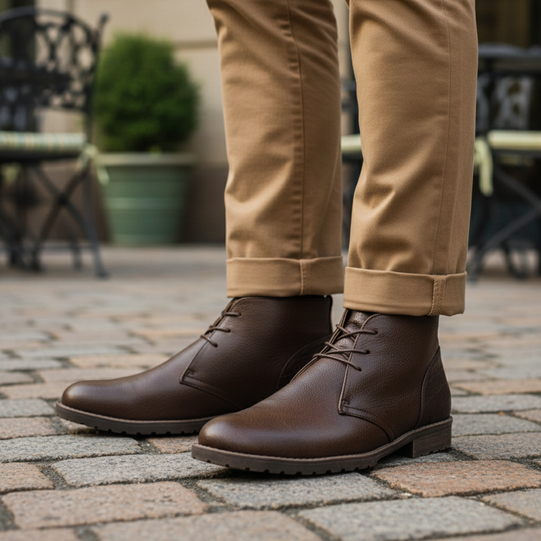 Mens Leather Boots Classic Retro Style