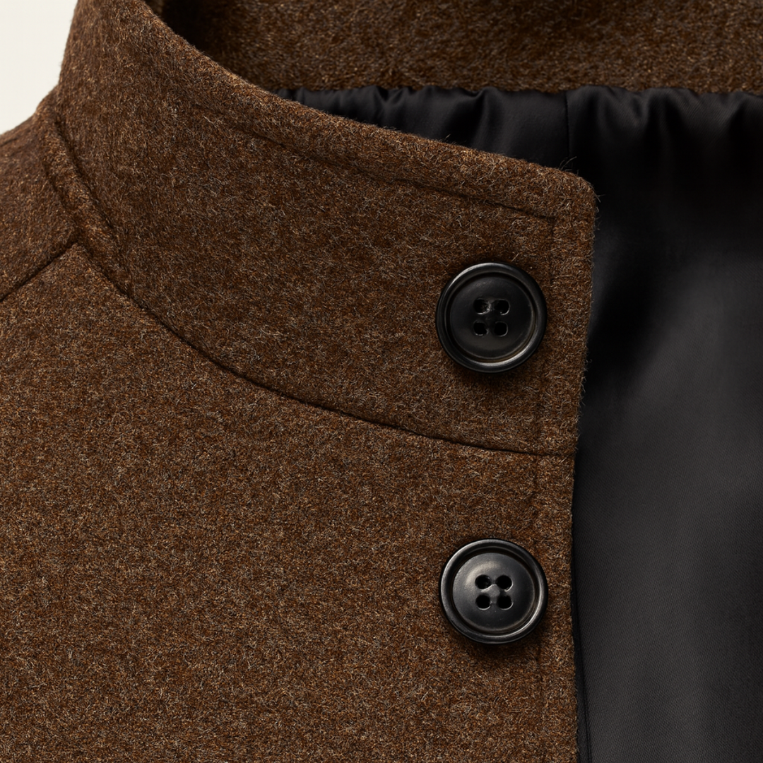 Mens Wool Blend Button-Up Coat with Warm Lining