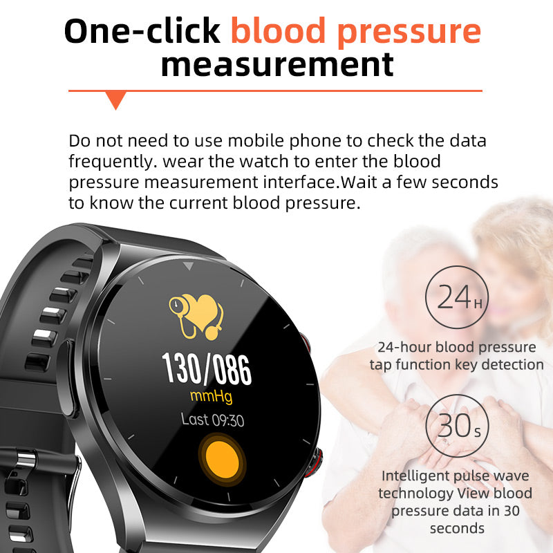 Unisex Smart Health Watch with Blood Sugar Blood Pressure EKG HRV