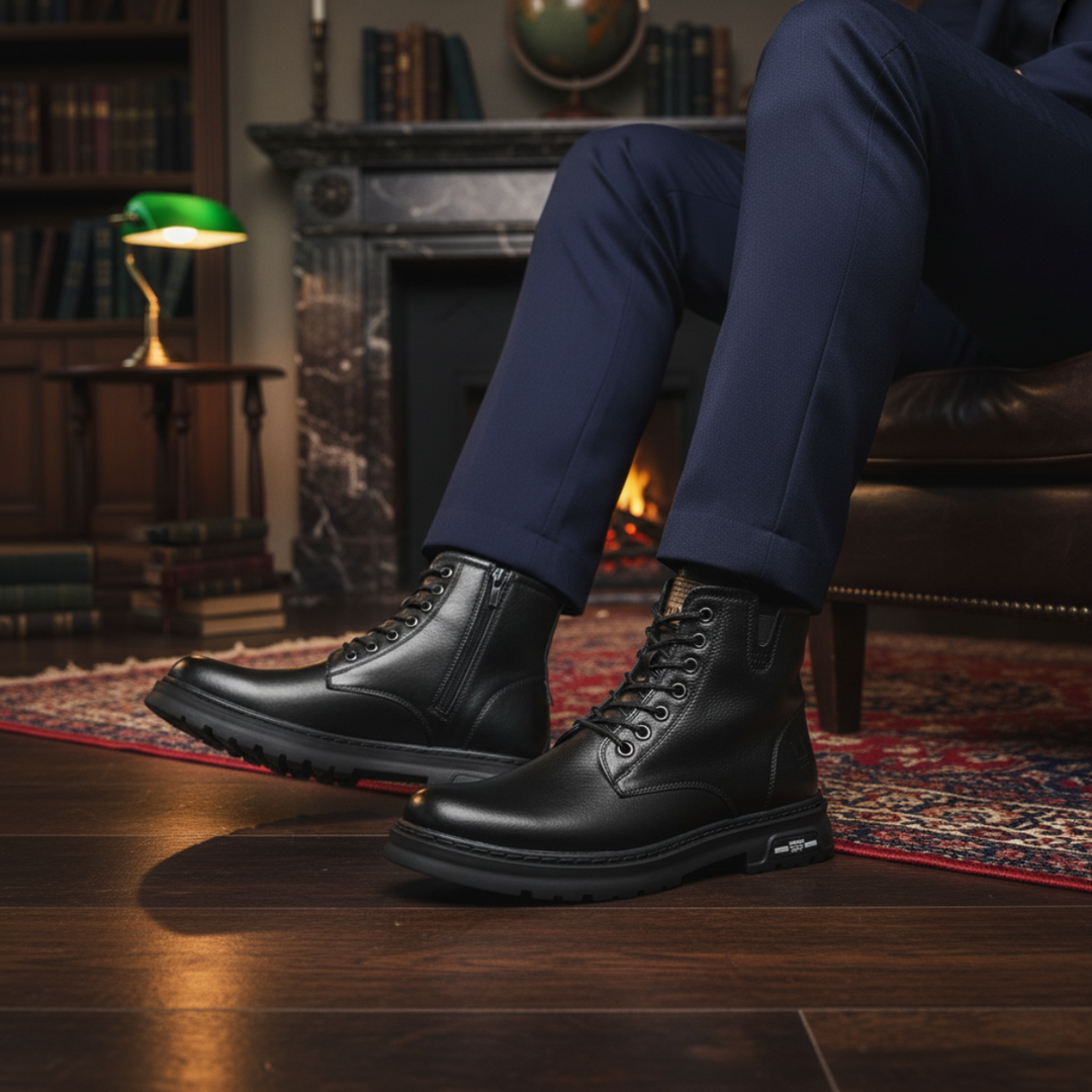 Mens Leather Ankle Boots Durable Non-Slip Design
